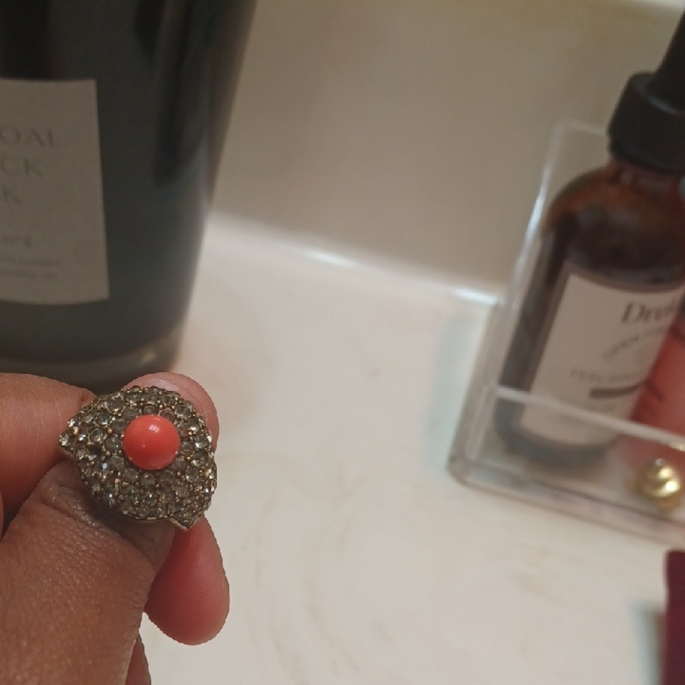 Vintage Gold and Coral Statement Ring